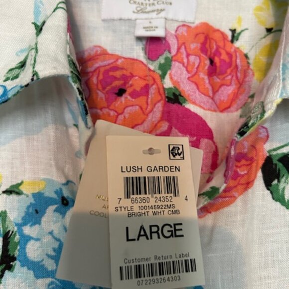NWT Charter Club 100% Linen Top - Size L - Picture 3 of 5